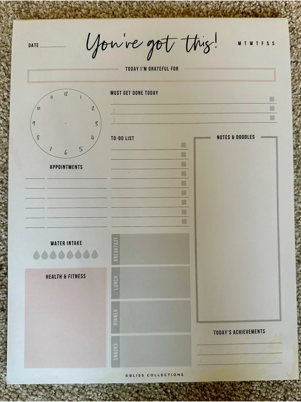 3x Daily Planner Weekly Notepad Lot To Do List Trackers 8.5x11 Desk Pads